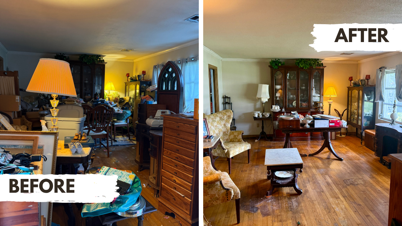 Before and after a home cleanout in Gainesville, Florida