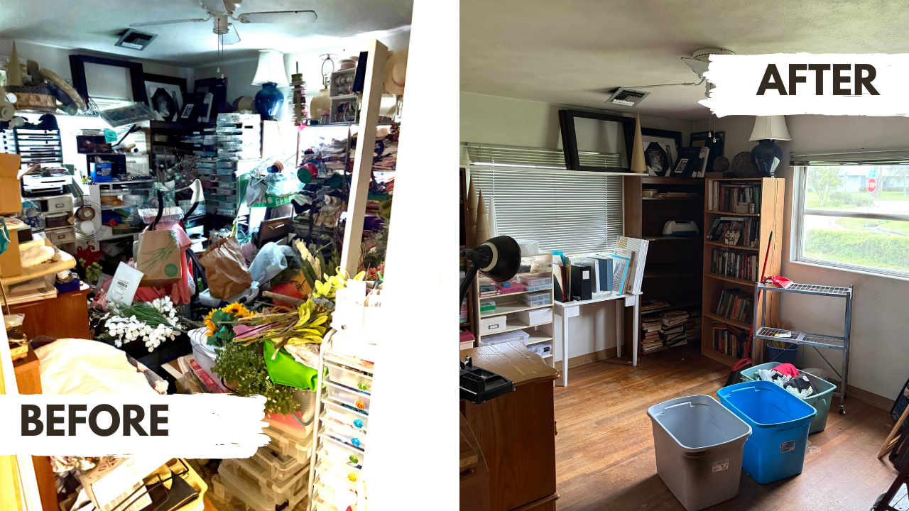 Before and after a property cleanout in Gainesville, Florida